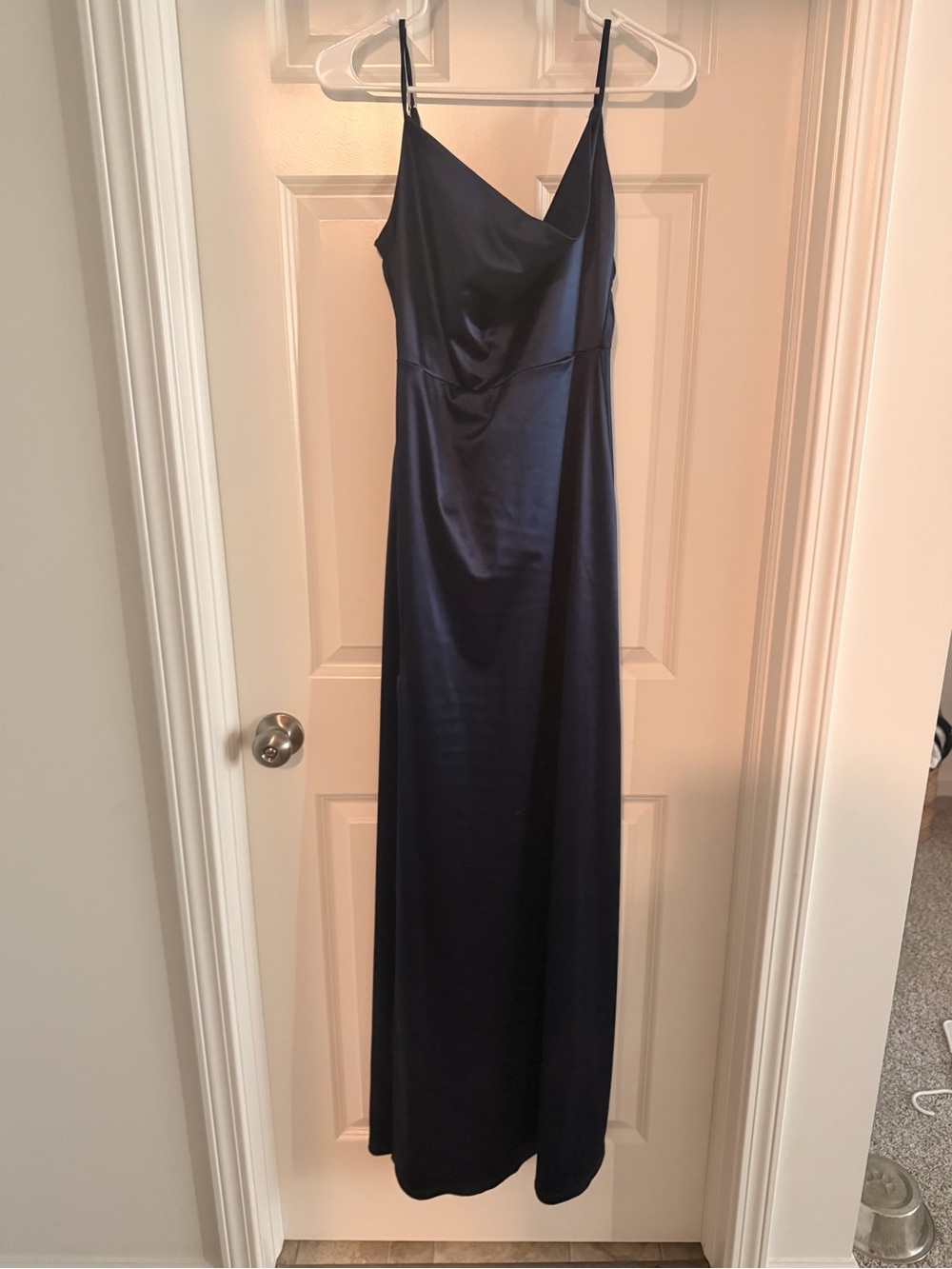 Windsor Navy Satin Slip Maxi Dress with Spaghetti Straps